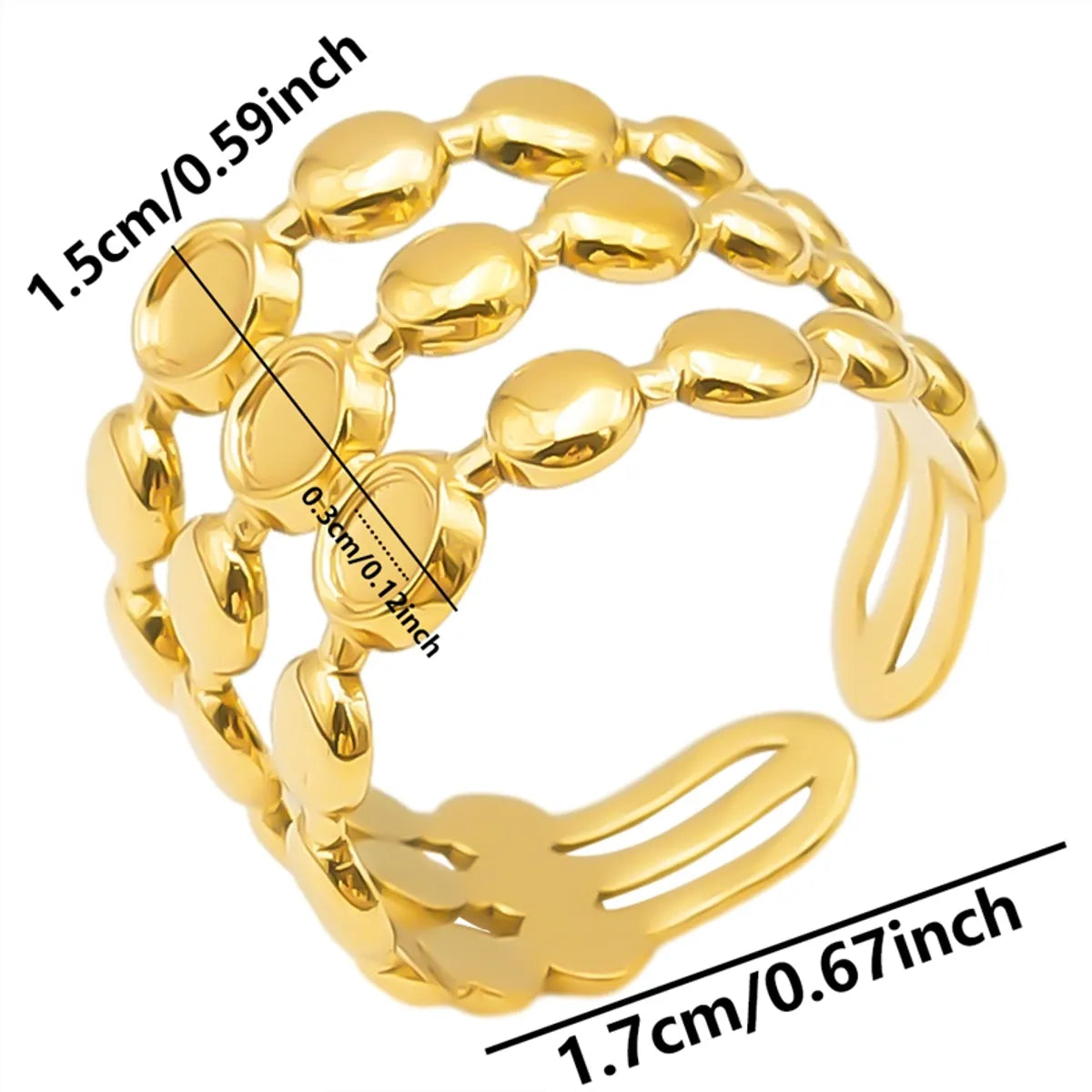 Wholesale Jewelry IG Style Simple Style Geometric 304 Stainless Steel 18K Gold Plated Plating Open Rings