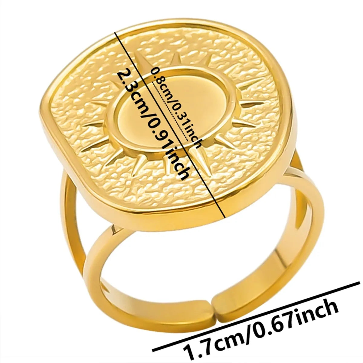 Wholesale Jewelry IG Style Simple Style Geometric 304 Stainless Steel 18K Gold Plated Plating Open Rings