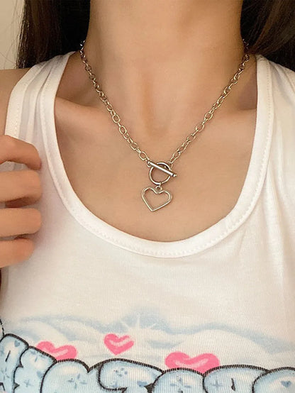 Ig Style Simple Style Heart Shape Alloy Toggle Women's Pendant Necklace