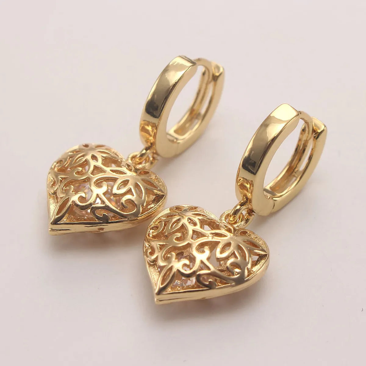 Ig Style Simple Style Heart Shape Copper Plating Inlay Zircon Gold Plated Jewelry Set