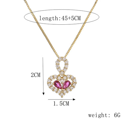 Ig Style Simple Style Heart Shape Copper Plating Inlay Zircon Gold Plated Pendant Necklace