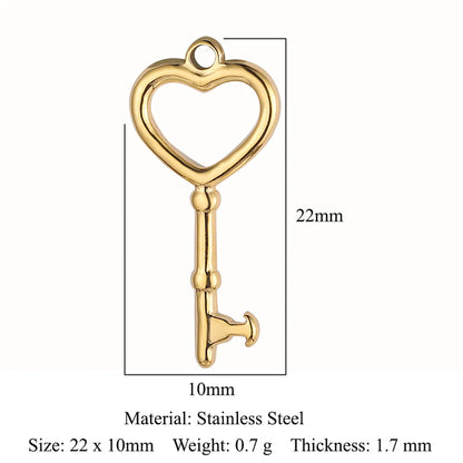 Ig Style Simple Style Heart Shape Eye Key Stainless Steel Plating Inlay Zircon Charms Jewelry Accessories