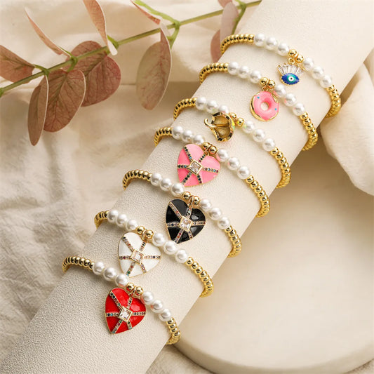 Ig Style Simple Style Heart Shape Eye Umbrella Copper Beaded Enamel Inlay Zircon Bracelets