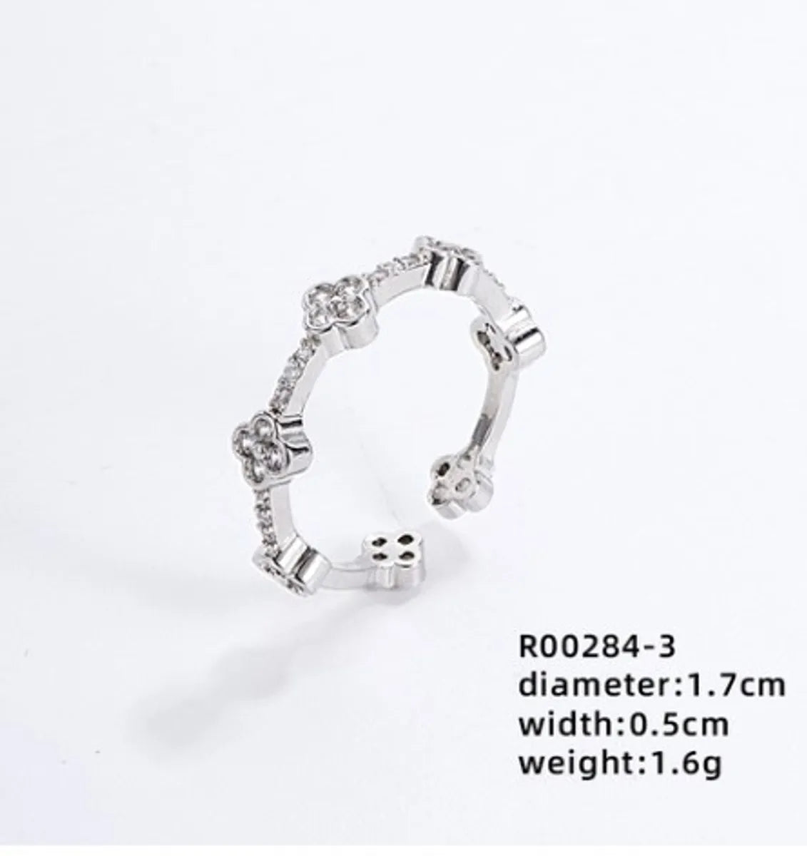 Ig Style Simple Style Heart Shape Flower Copper Zircon Open Rings In Bulk