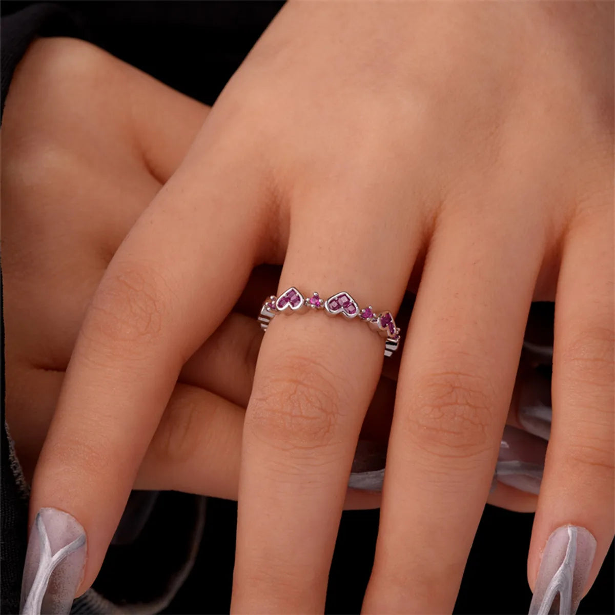 Ig Style Simple Style Heart Shape Flower Copper Zircon Open Rings In Bulk