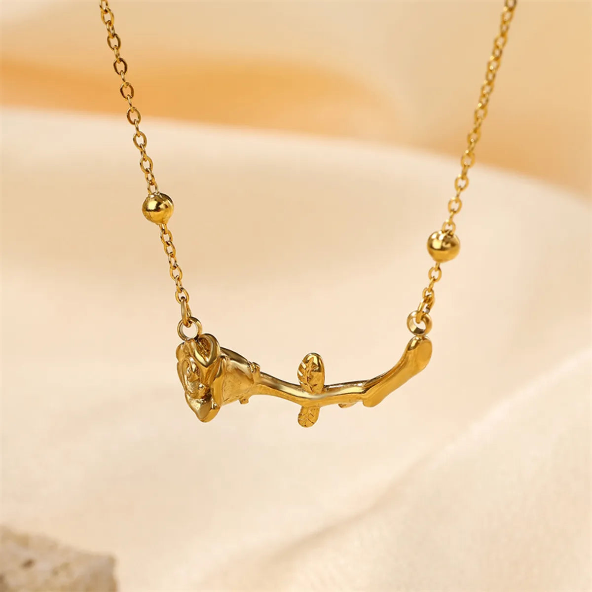 Ig Style Simple Style Heart Shape Flower Stainless Steel Plating Inlay Zircon 18k Gold Plated Necklace