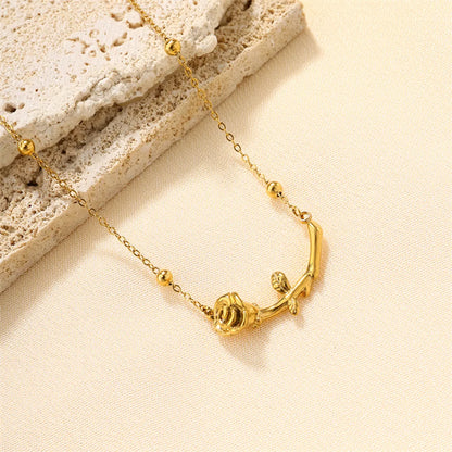 Ig Style Simple Style Heart Shape Flower Stainless Steel Plating Inlay Zircon 18k Gold Plated Necklace