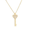 Ig Style Simple Style Heart Shape Key Copper Plating Inlay Zircon Gold Plated Pendant Necklace