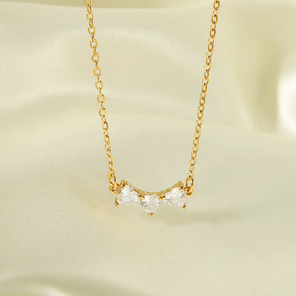 Ig Style Simple Style Heart Shape Stainless Steel Plating Inlay Rhinestones 18k Gold Plated Necklace