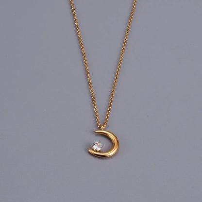 Ig Style Simple Style Heart Shape Titanium Steel Plating Inlay Zircon 18k Gold Plated Necklace