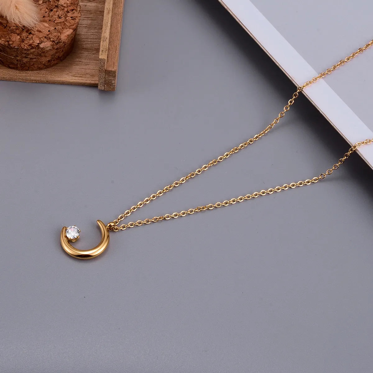 Ig Style Simple Style Heart Shape Titanium Steel Plating Inlay Zircon 18k Gold Plated Necklace