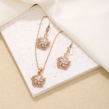 Ig Style Simple Style Hexagram Snowflake Copper Plating Hollow Out Inlay Zircon Gold Plated Earrings Necklace