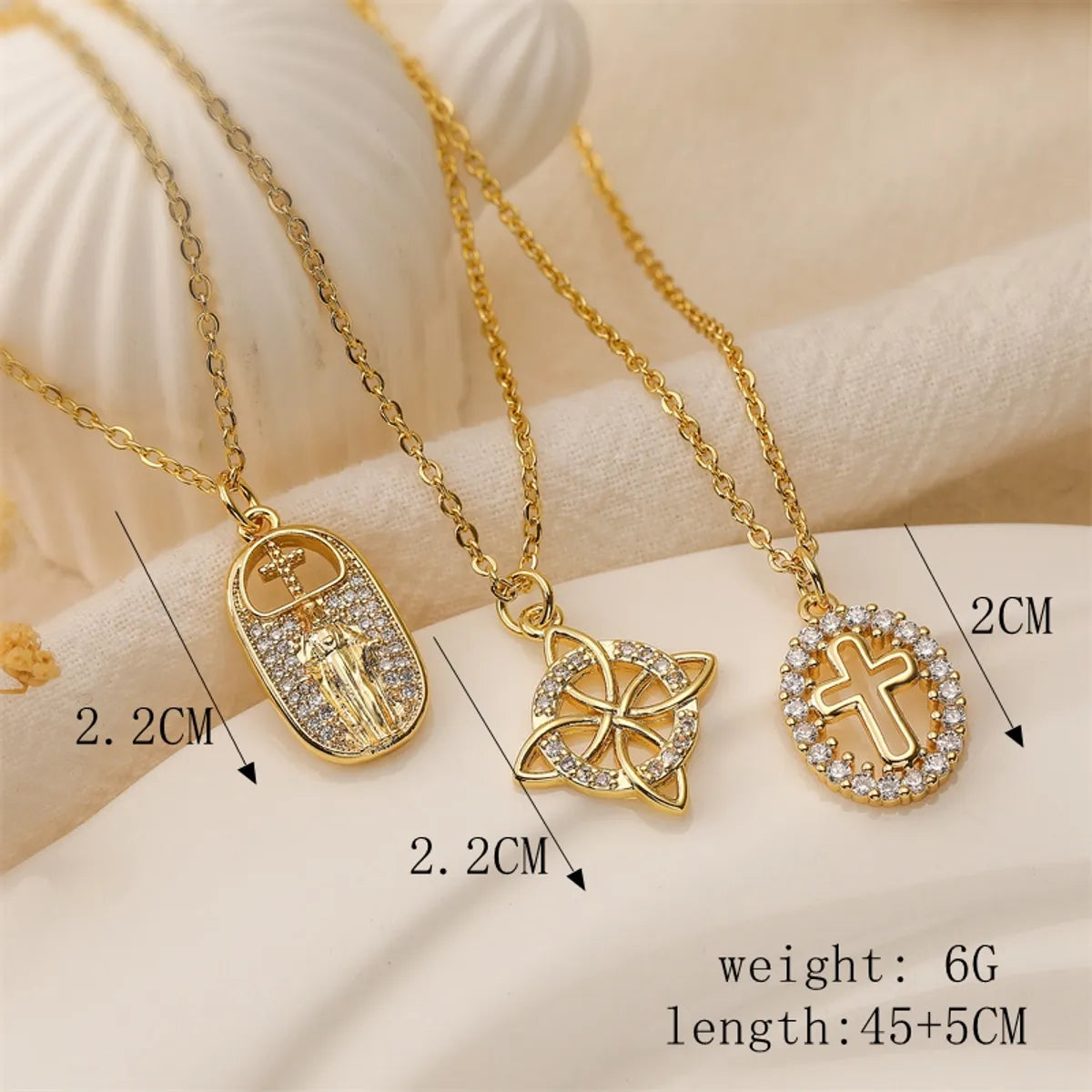 Ig Style Simple Style Human Printing Cross Copper Plating Inlay Zircon Gold Plated Pendant Necklace