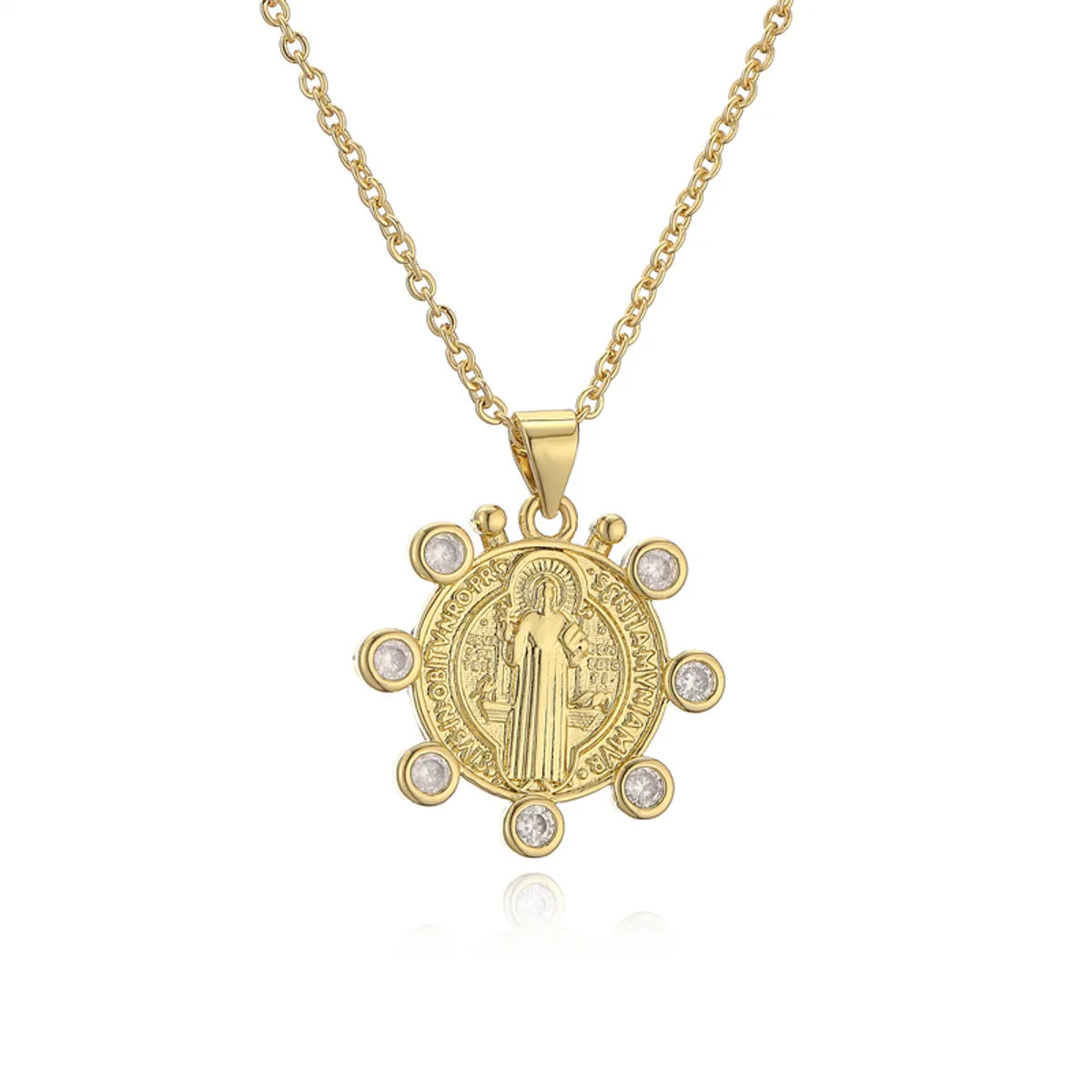 Ig Style Simple Style Human Virgin Mary Copper Plating Inlay Zircon Gold Plated Pendant Necklace