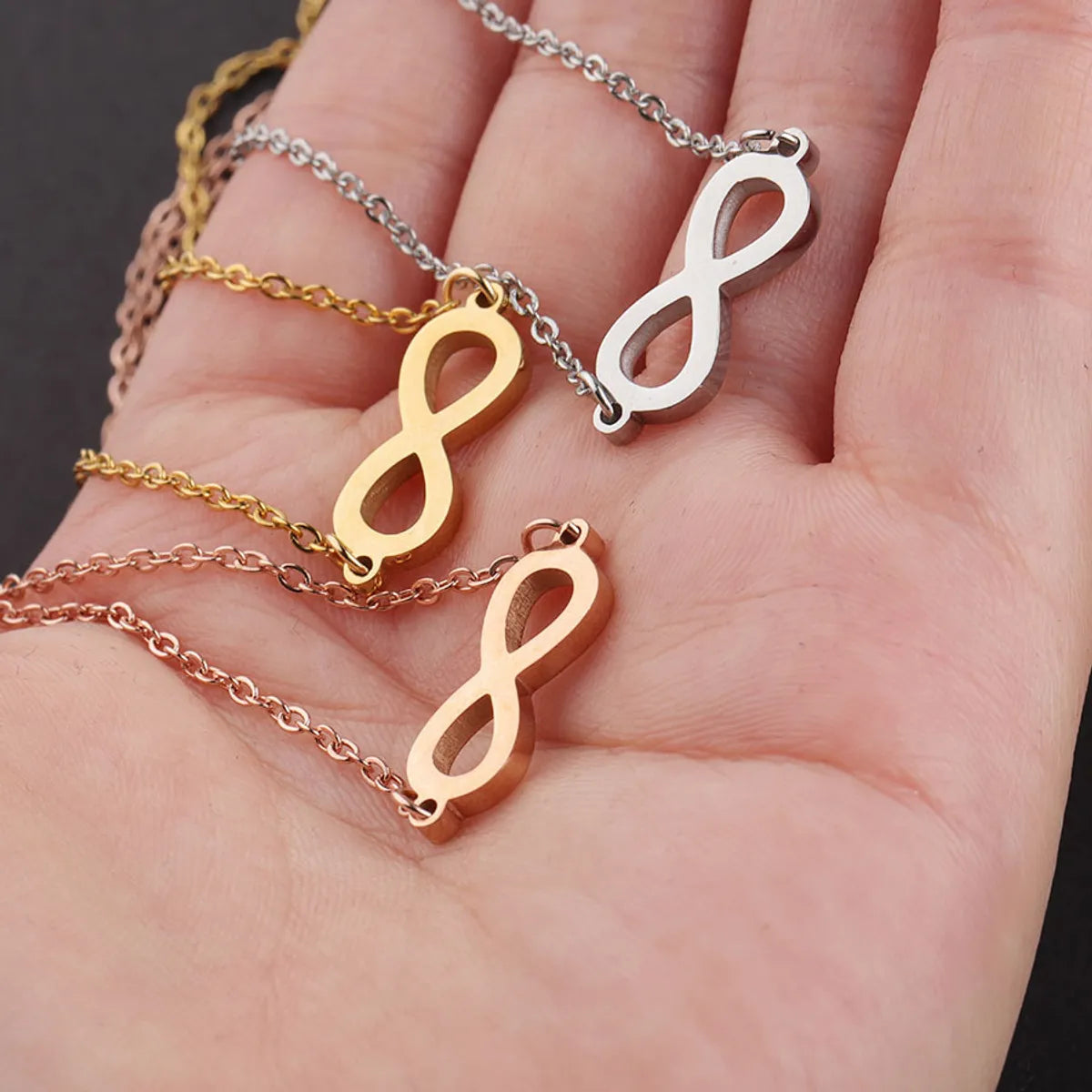 IG Style Simple Style Infinity 304 Stainless Steel Plating Hollow Out None 18K Gold Plated Women'S Necklace