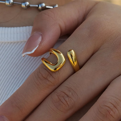 Ig Style Simple Style Irregular Solid Color Stainless Steel Plating 18k Gold Plated Open Rings