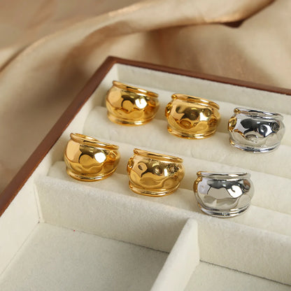 Ig Style Simple Style Irregular Solid Color Titanium Steel Plating 18k Gold Plated Open Rings