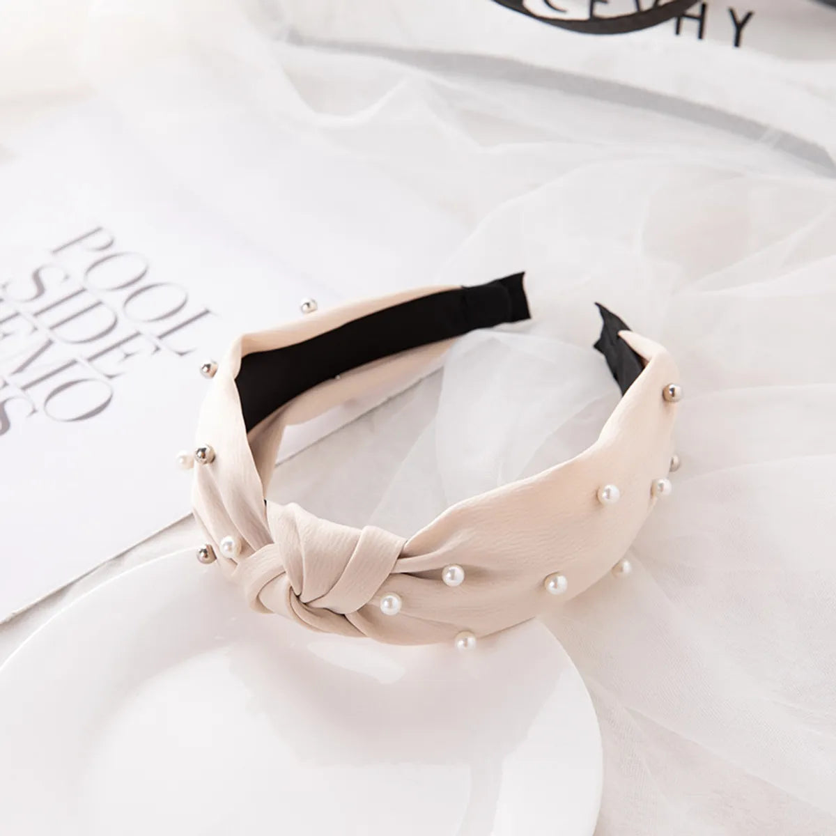 Ig Style Simple Style Knot Cloth Inlay Pearl Hair Band