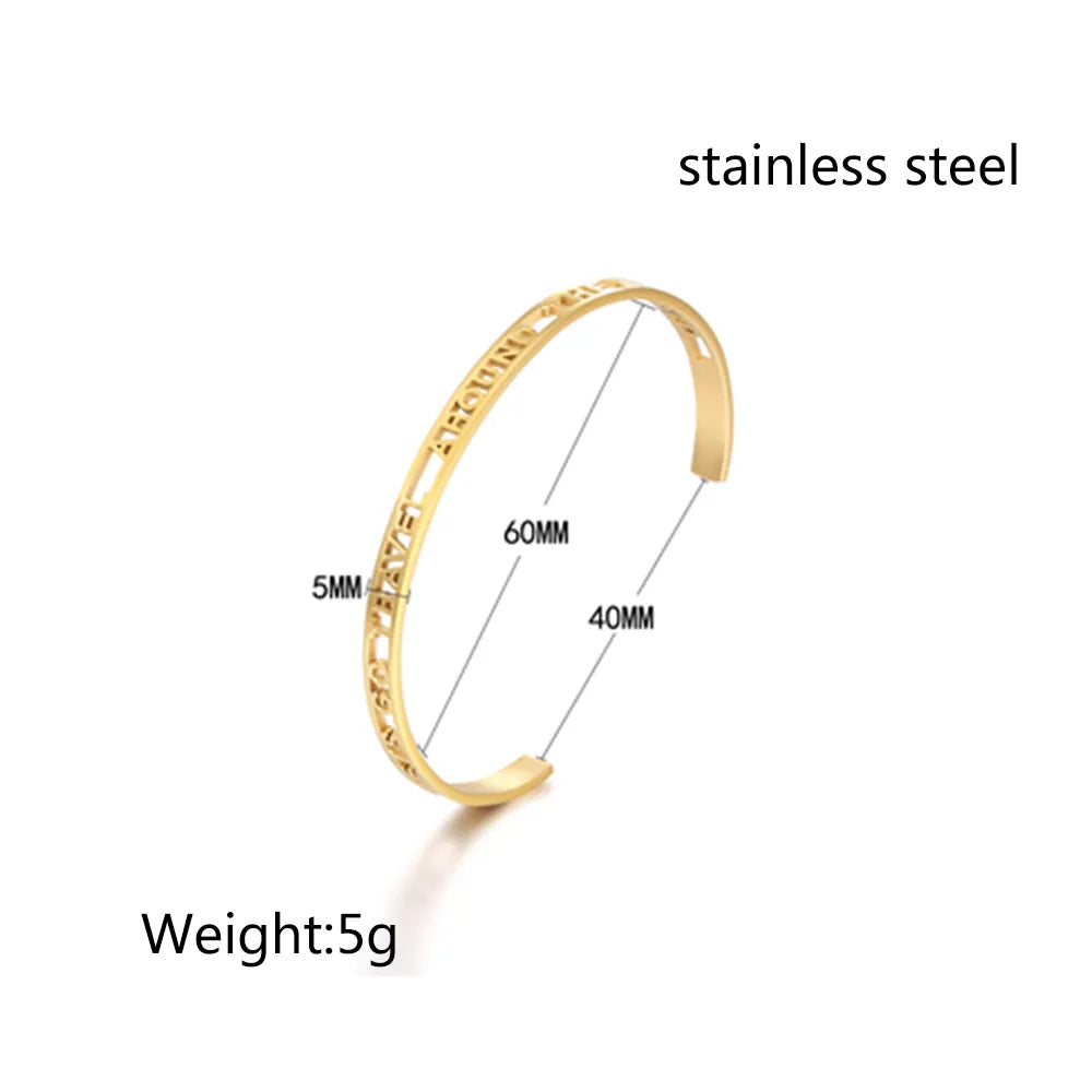 IG Style Simple Style Letter Roman Numeral 304 Stainless Steel 18K Gold Plated Bangle In Bulk