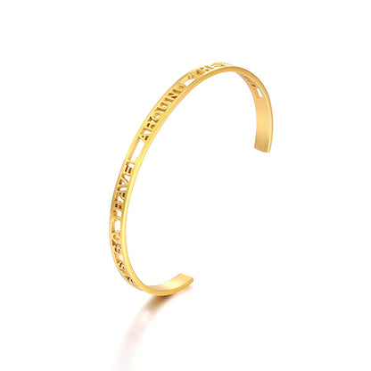 IG Style Simple Style Letter Roman Numeral 304 Stainless Steel 18K Gold Plated Bangle In Bulk