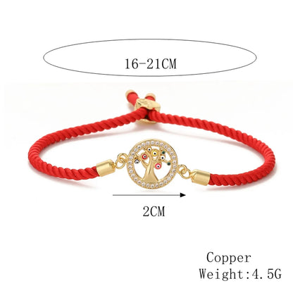 IG Style Simple Style Life Tree Eye Zircon Polyester Copper Wholesale Bracelets