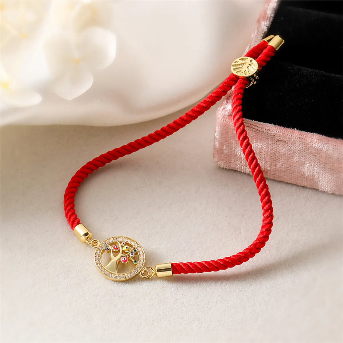 IG Style Simple Style Life Tree Eye Zircon Polyester Copper Wholesale Bracelets