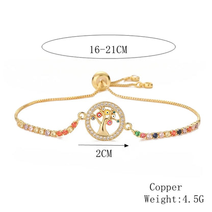 IG Style Simple Style Life Tree Eye Zircon Polyester Copper Wholesale Bracelets