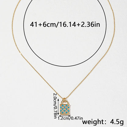 Ig Style Simple Style Lock Copper Plating Inlay Zircon Pendant Necklace