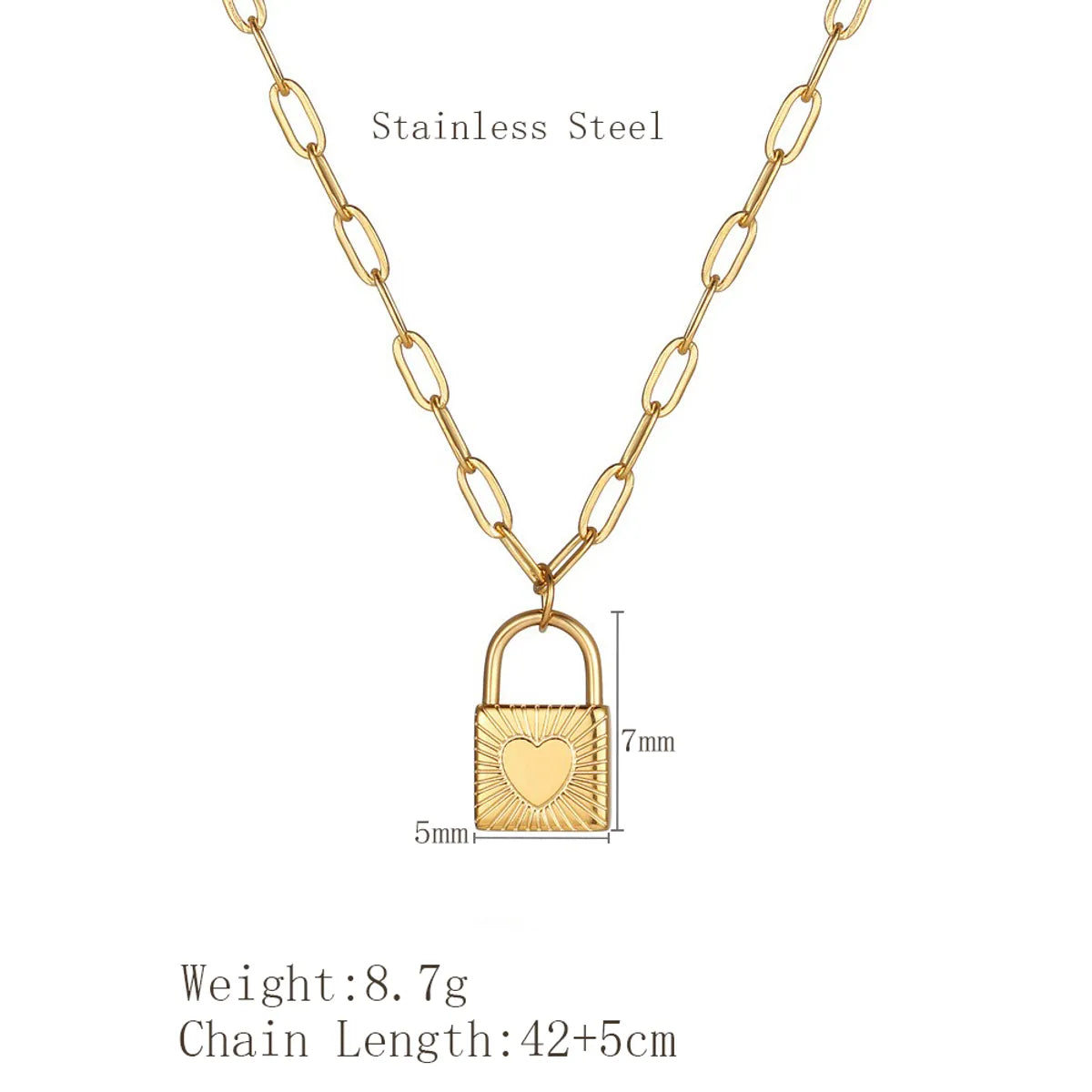 Ig Style Simple Style Lock Stainless Steel Plating 18k Gold Plated Pendant Necklace