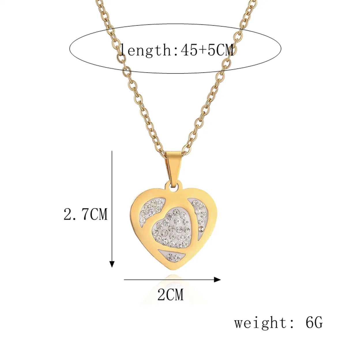 Ig Style Simple Style Love Heart Shape Lock Stainless Steel Plating Inlay Zircon Pendant Necklace