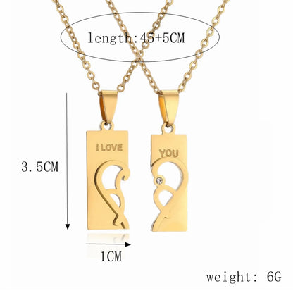 Ig Style Simple Style Love Heart Shape Lock Stainless Steel Plating Inlay Zircon Pendant Necklace