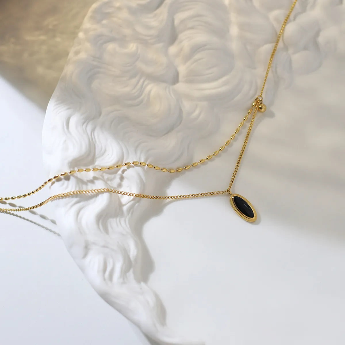 Ig Style Simple Style Oval Stainless Steel Enamel Plating 18k Gold Plated Necklace