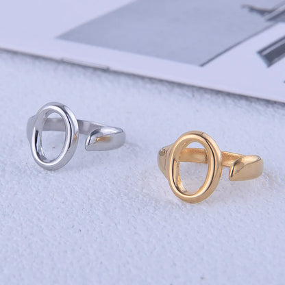 304 Stainless Steel 18K Gold Plated IG Style Simple Style Plating Oval Open Rings