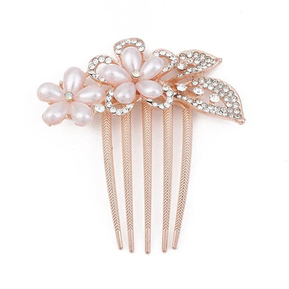 Ig Style Simple Style Peacock Flower Alloy Plating Inlay Rhinestones Pearl Hair Combs