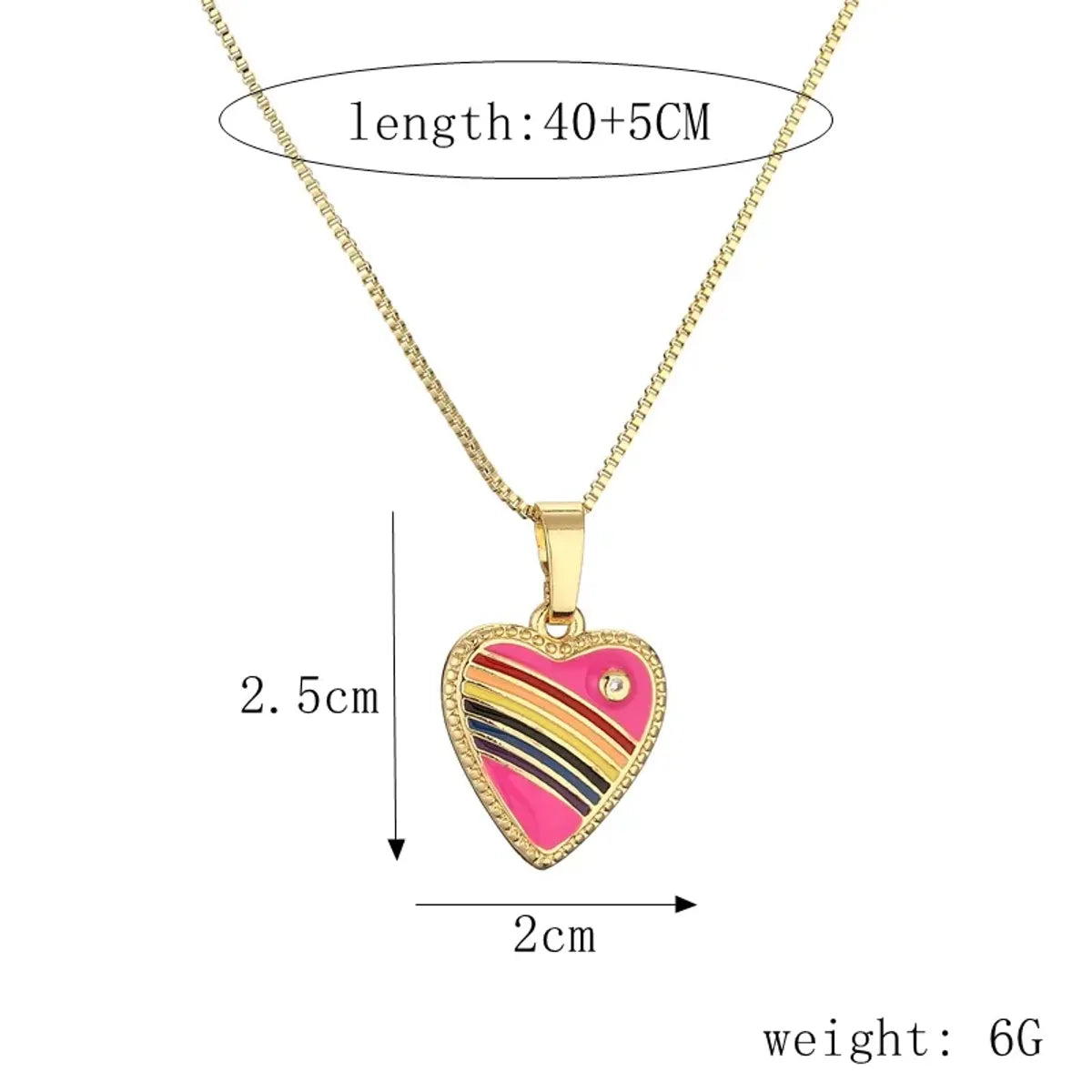 Ig Style Simple Style Pentagram Rainbow Heart Shape Copper Enamel Plating Inlay Zircon Gold Plated Pendant Necklace