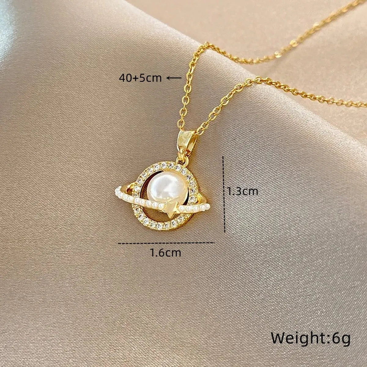 Ig Style Simple Style Planet Titanium Steel Copper Plating Inlay Opal Gold Plated Pendant Necklace