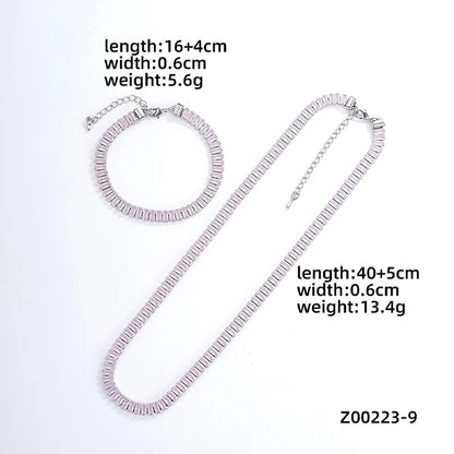 Ig Style Simple Style Rectangle Copper Plating Chain Inlay Zircon Bracelets Necklace