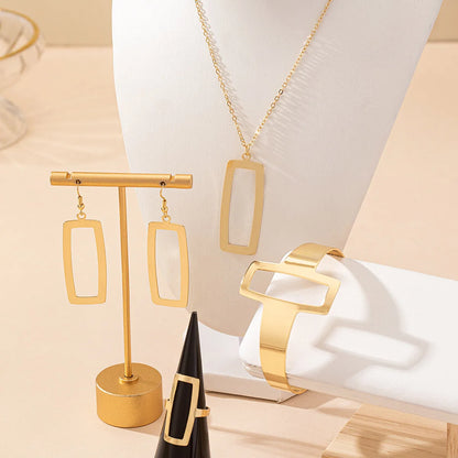 IG Style Simple Style Rectangle Ferroalloy Hollow Out Women'S Jewelry Set