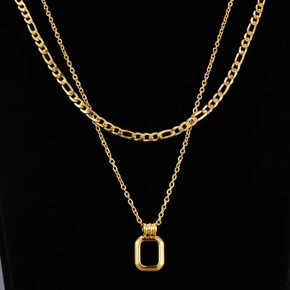 IG Style Simple Style Rectangle Resin Titanium Steel Inlay Resin 14K Gold Plated Unisex Layered Necklaces