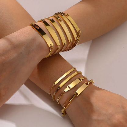 Ig Style Simple Style Rectangle Stainless Steel Polishing Plating 18k Gold Plated Bracelets