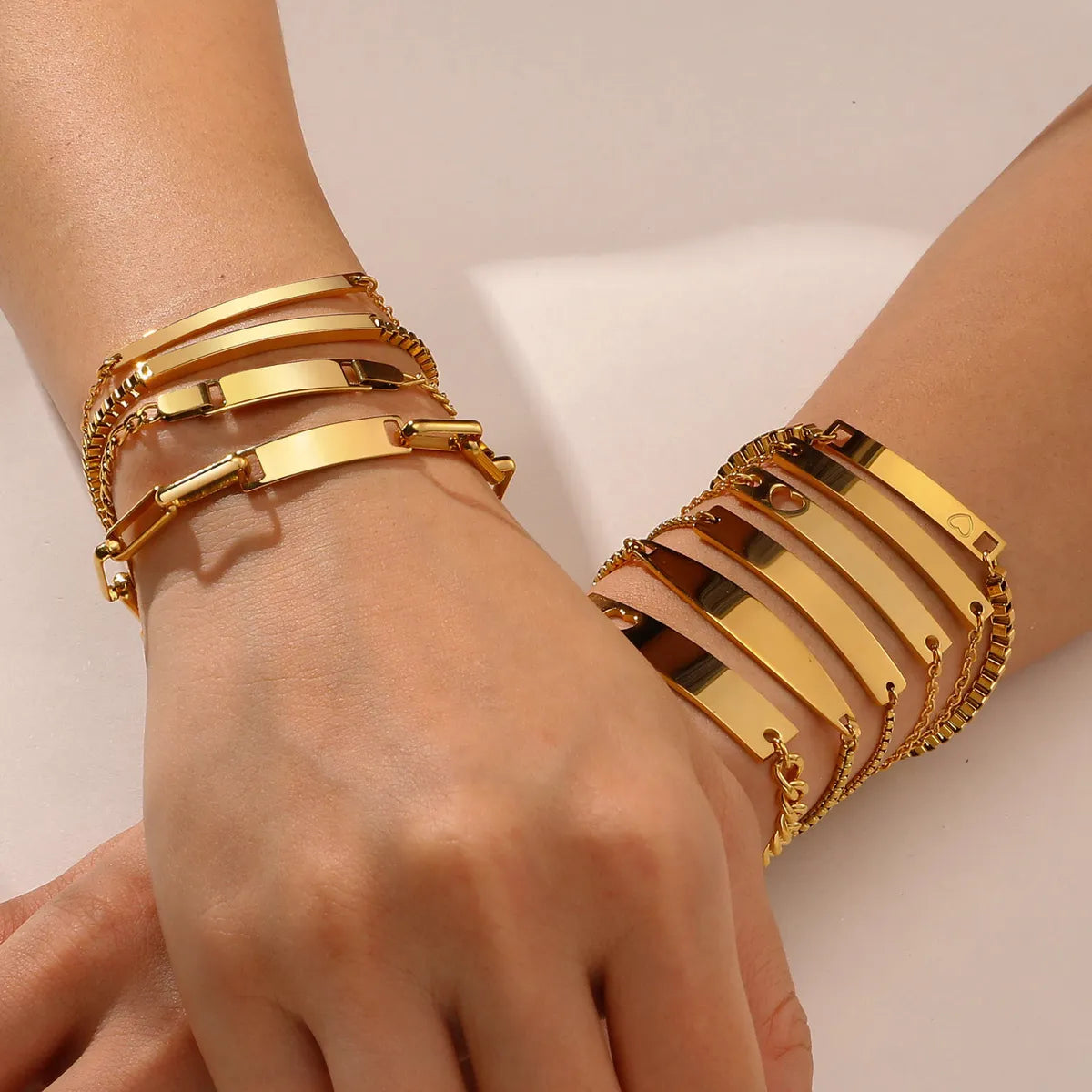 Ig Style Simple Style Rectangle Stainless Steel Polishing Plating 18k Gold Plated Bracelets