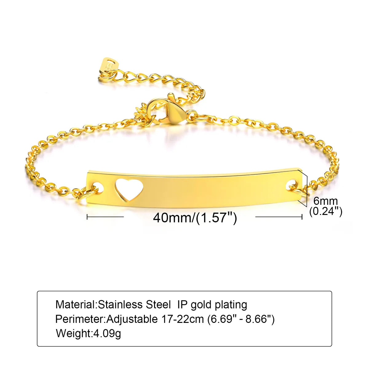 Ig Style Simple Style Rectangle Stainless Steel Polishing Plating 18k Gold Plated Bracelets