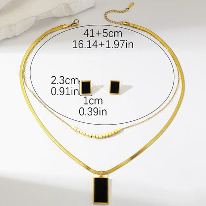 Ig Style Simple Style Rectangle Stainless Steel Plating 18k Gold Plated Jewelry Set