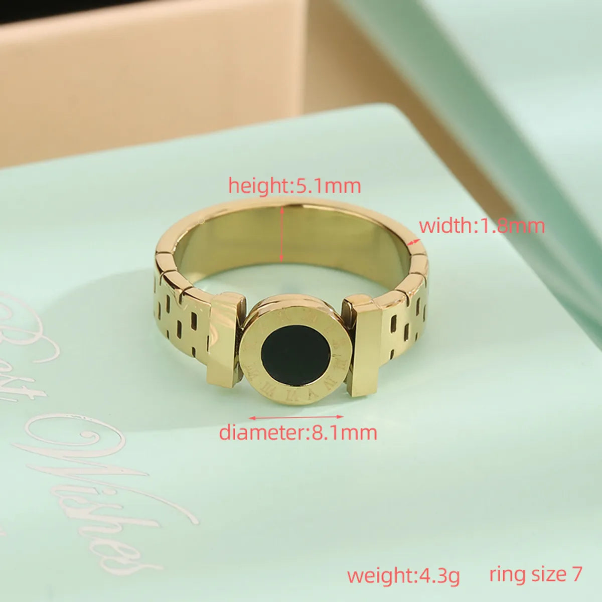 Ig Style Simple Style Roman Numeral Titanium Steel Plating Inlay Acrylic 18k Gold Plated Rings