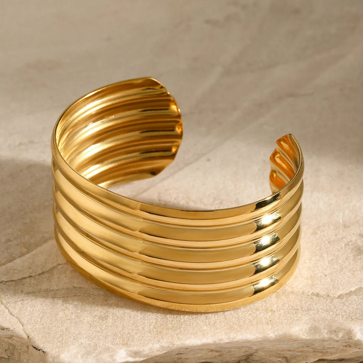 IG Style Simple Style Round 304 Stainless Steel 18K Gold Plated Bangle In Bulk