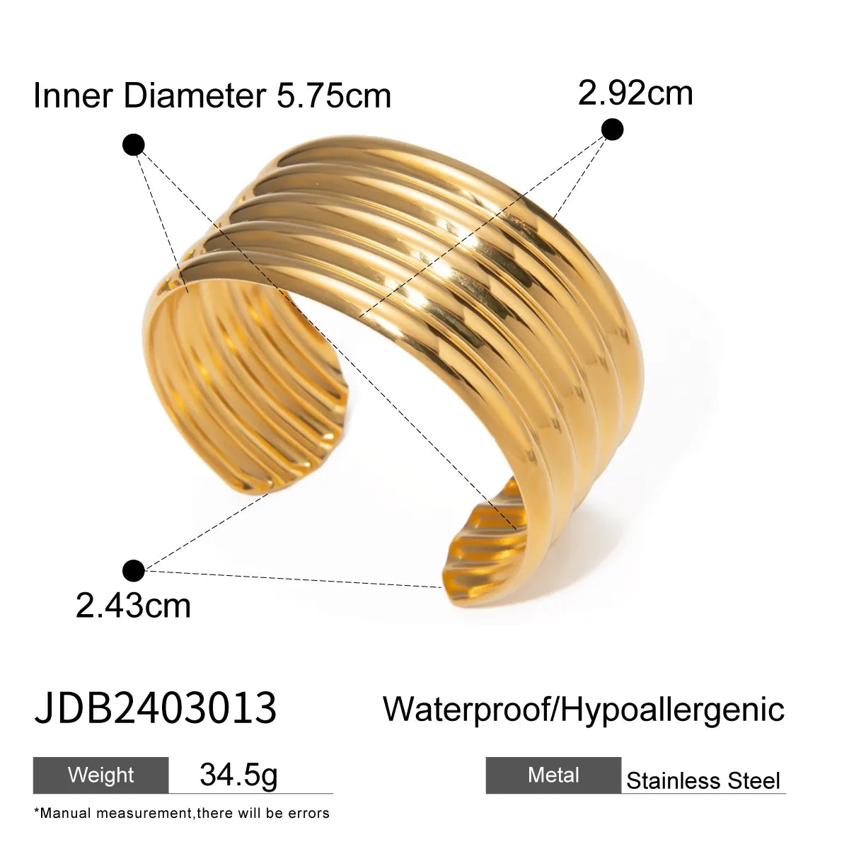 IG Style Simple Style Round 304 Stainless Steel 18K Gold Plated Bangle In Bulk