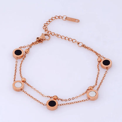 IG Style Simple Style Round 304 Stainless Steel 18K Gold Plated Rose Gold Plated Natural Stone Bangle In Bulk