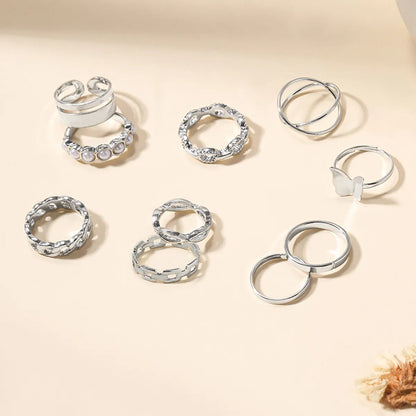 Ig Style Simple Style Round Butterfly Pearl Alloy Wholesale Rings