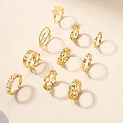 Ig Style Simple Style Round Butterfly Pearl Alloy Wholesale Rings