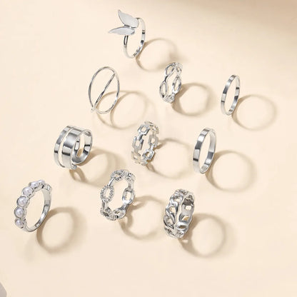 Ig Style Simple Style Round Butterfly Pearl Alloy Wholesale Rings